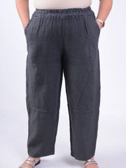 Wide-Leg Barrel Linen Trousers - 13399, , Pure Plus Clothing, Lagenlook Clothing, Plus Size Fashion, Over 50 Fashion