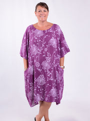 Lagenlook Lightweight Dandelion Cotton Dress with pockets - 12232