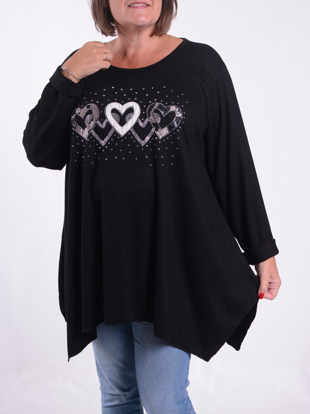 Soft Knit Sparkle Hearts Tunic - 59011