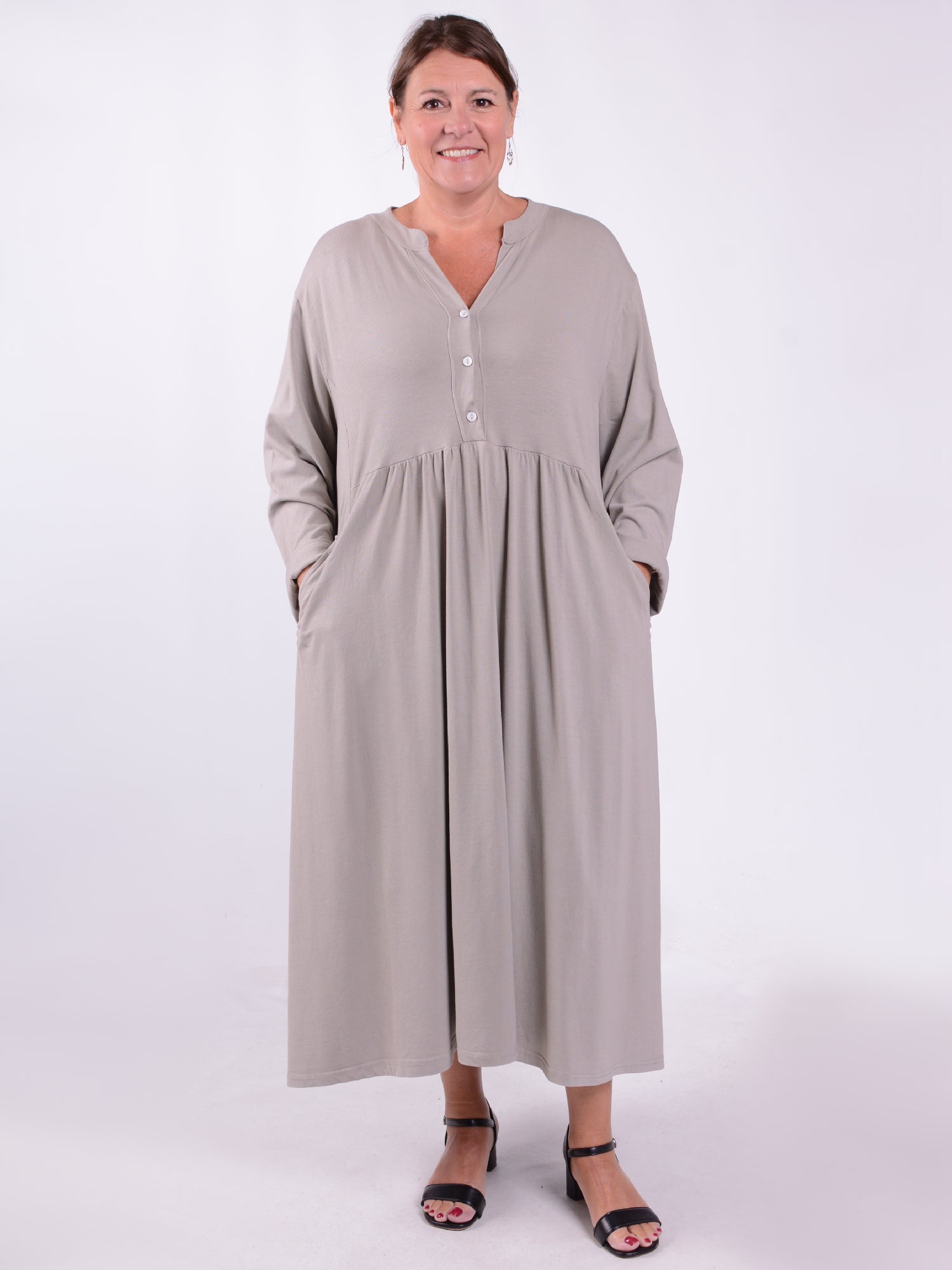 Lagenlook Cotton Dress with Pockets - 12573, , Pure Plus Clothing, Lagenlook Clothing, Plus Size Fashion, Over 50 Fashion