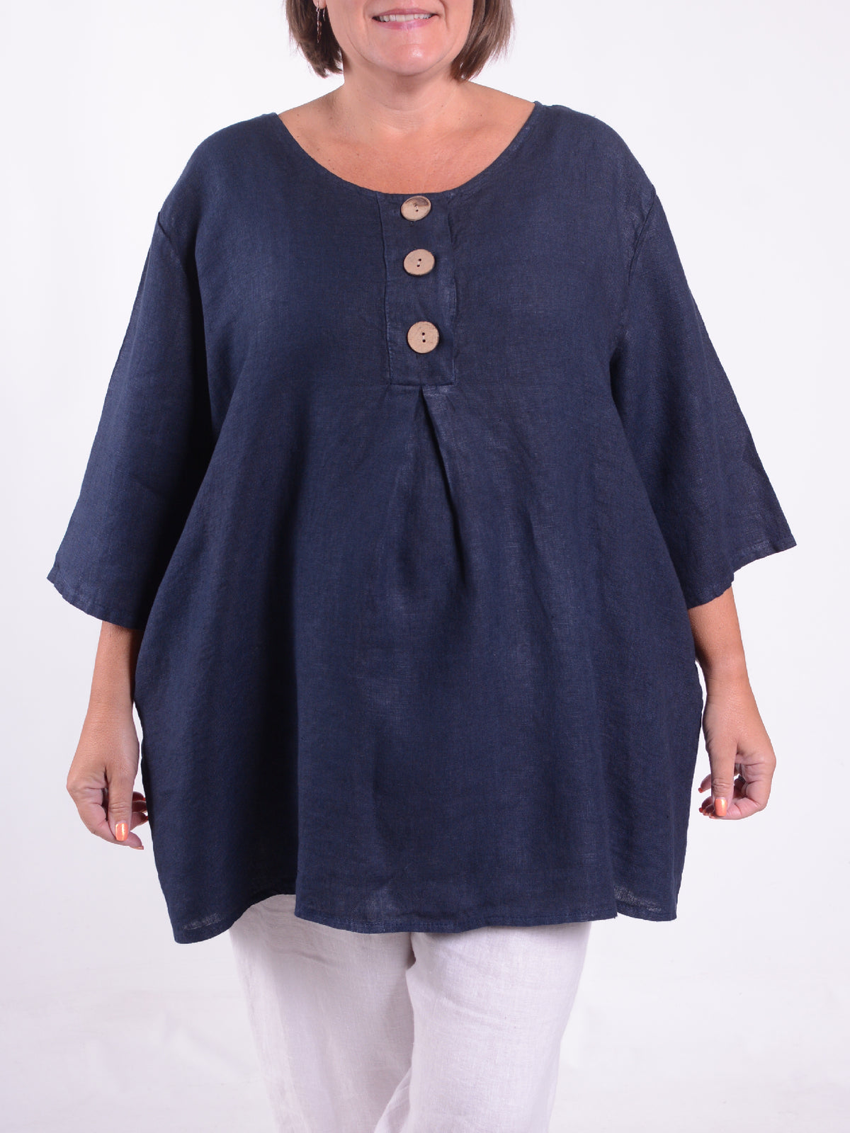 Lagenlook Linen Button Tunic - 12551