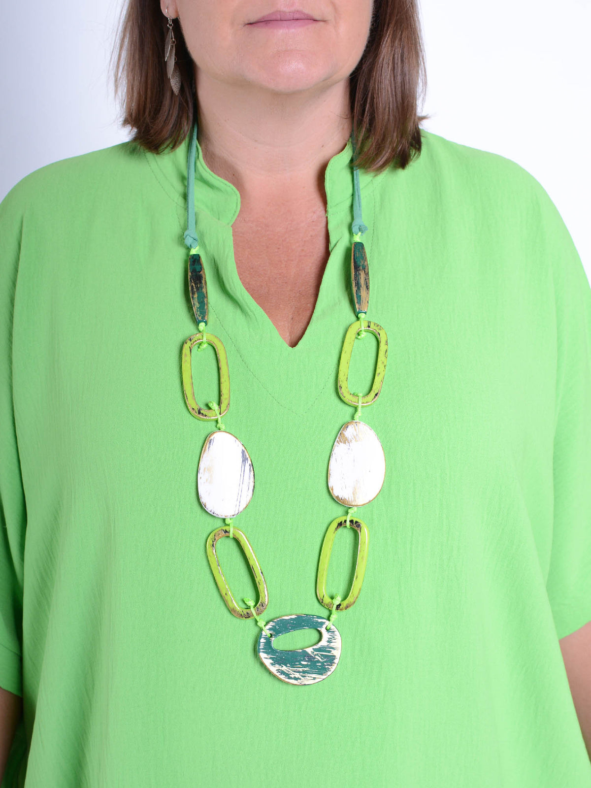 Oval Wooden Necklace - 90316, Necklaces & Pendants, Pure Plus Clothing, Lagenlook Clothing, Plus Size Fashion, Over 50 Fashion