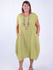 Lagenlook Linen Cap Sleeve Dress with Deep Pockets - 9450 Linen