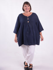 Lagenlook Linen Button Tunic - 12551