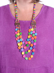 Lagenlook Multicoloured Multi layered Wooden Necklace - PURE3