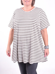 Basic Cotton Swing T Shirt - Round Neck 10516 STRIPE, Tops & Shirts, Pure Plus Clothing, Lagenlook Clothing, Plus Size Fashion, Over 50 Fashion