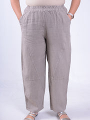 Wide-Leg Barrel Linen Trousers - 13399, , Pure Plus Clothing, Lagenlook Clothing, Plus Size Fashion, Over 50 Fashion