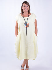 Lagenlook Linen Cap Sleeve Dress with Deep Pockets - 9450 Linen