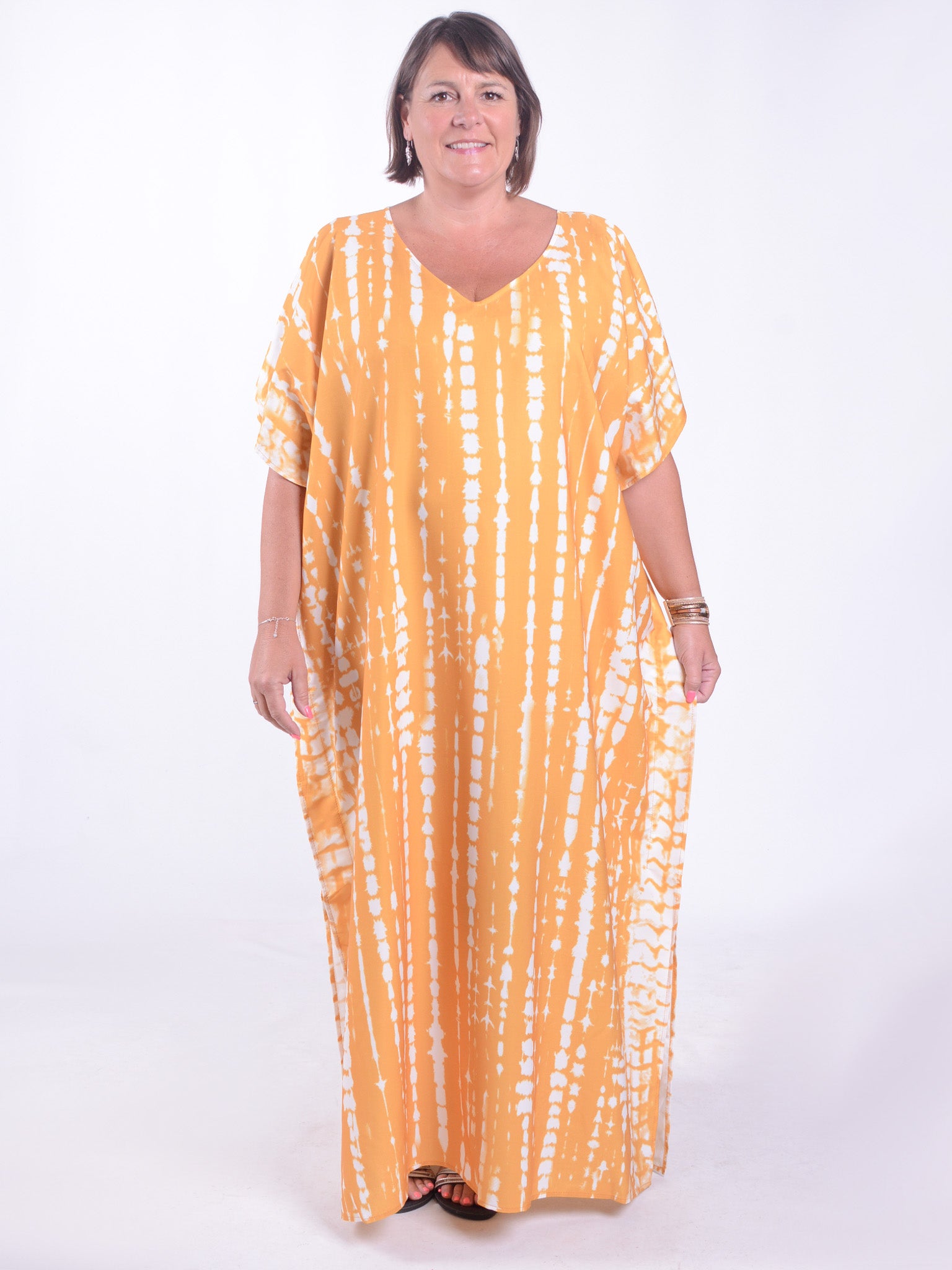 Yellow Kaftan - KAF12, Dresses, Pure Plus Clothing, Lagenlook Clothing, Plus Size Fashion, Over 50 Fashion