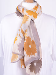 Yellow Flower Scarf - YFS1, scarf, Pure Plus Clothing, Lagenlook Clothing, Plus Size Fashion, Over 50 Fashion