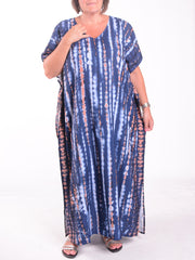 Blue and Brown - KAF4, Dresses, Pure Plus Clothing, Lagenlook Clothing, Plus Size Fashion, Over 50 Fashion