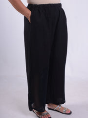 Wide Leg Linen Trousers with Detail - 13103