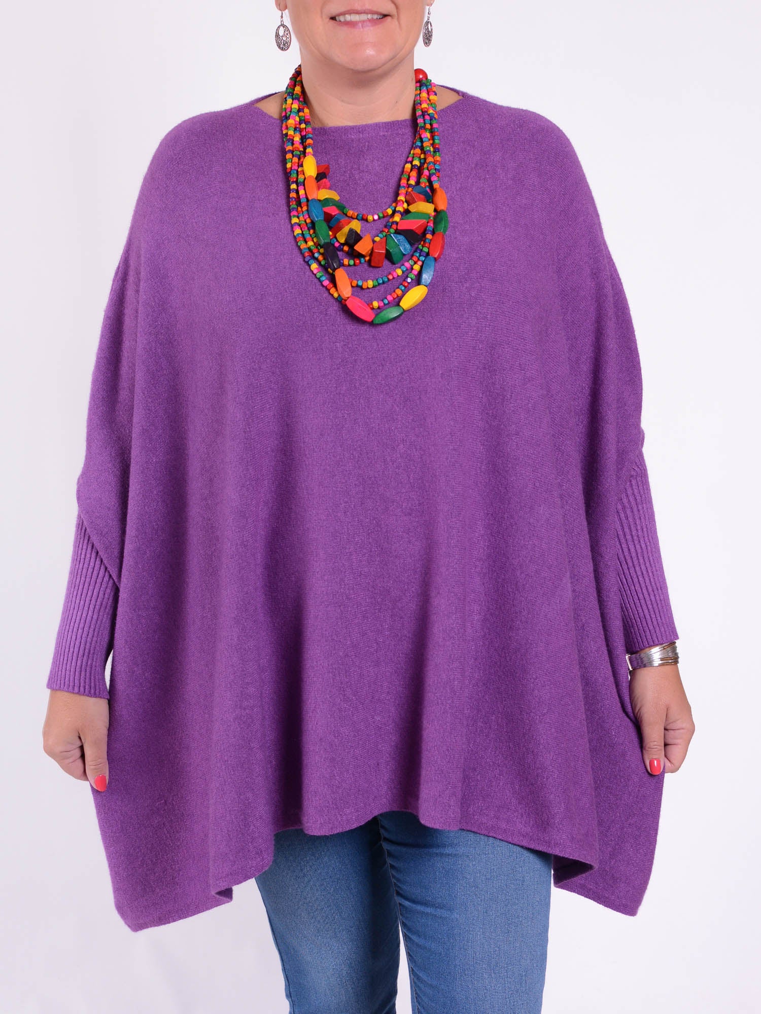 Soft Knit Batwing Sleeve Jumper  - 2700, Jumpers & Cardigans, Pure Plus Clothing, Lagenlook Clothing, Plus Size Fashion, Over 50 Fashion