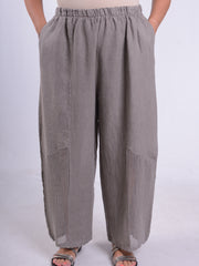 Wide Leg Linen Trousers with Detail - 13103