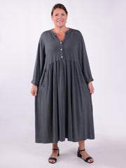 Lagenlook Cotton Dress with Pockets - 12573, , Pure Plus Clothing, Lagenlook Clothing, Plus Size Fashion, Over 50 Fashion