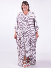 Lagenlook Hi-Lo Tie Dye Shirt Dress - VF8007