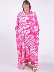 Lagenlook Hi-Lo Tie Dye Shirt Dress - VF8007