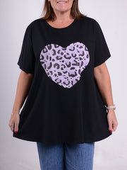 Animal Print Heart Shirt - 10516AH, , Pure Plus Clothing, Lagenlook Clothing, Plus Size Fashion, Over 50 Fashion