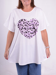 Animal Print Heart Shirt - 10516AH, , Pure Plus Clothing, Lagenlook Clothing, Plus Size Fashion, Over 50 Fashion