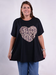 Animal Print Heart Shirt - 10516AH, , Pure Plus Clothing, Lagenlook Clothing, Plus Size Fashion, Over 50 Fashion
