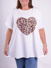 Animal Print Heart Shirt - 10516AH, , Pure Plus Clothing, Lagenlook Clothing, Plus Size Fashion, Over 50 Fashion