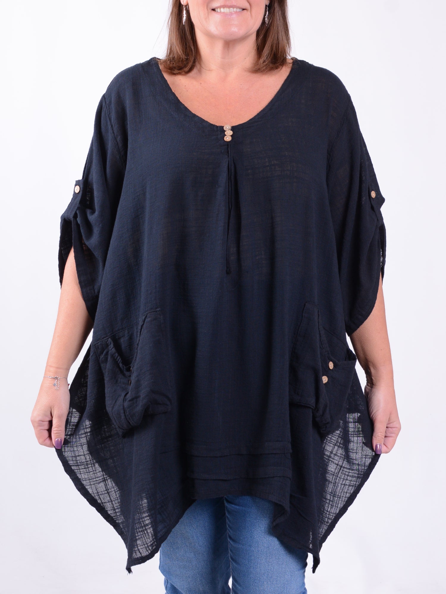 Lagenlook Pocket Detail Tunic Top - 9266, , Pure Plus Clothing, Lagenlook Clothing, Plus Size Fashion, Over 50 Fashion