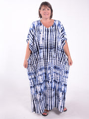 Navy and White Kaftan - KAF30