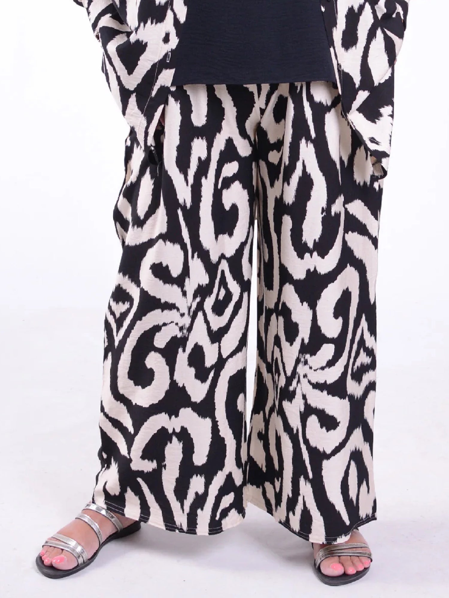 Abstract Wide Leg Trousers - 1985, Trousers, Pure Plus Clothing, Lagenlook Clothing, Plus Size Fashion, Over 50 Fashion