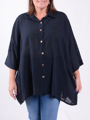 Relaxed Fit Button-Down Collared Shirt - 13070, , Pure Plus Clothing, Lagenlook Clothing, Plus Size Fashion, Over 50 Fashion