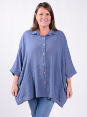 Relaxed Fit Button-Down Collared Shirt - 13070, , Pure Plus Clothing, Lagenlook Clothing, Plus Size Fashion, Over 50 Fashion