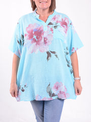 Lagenlook Cotton Floral Shirt - 661756, , Pure Plus Clothing, Lagenlook Clothing, Plus Size Fashion, Over 50 Fashion
