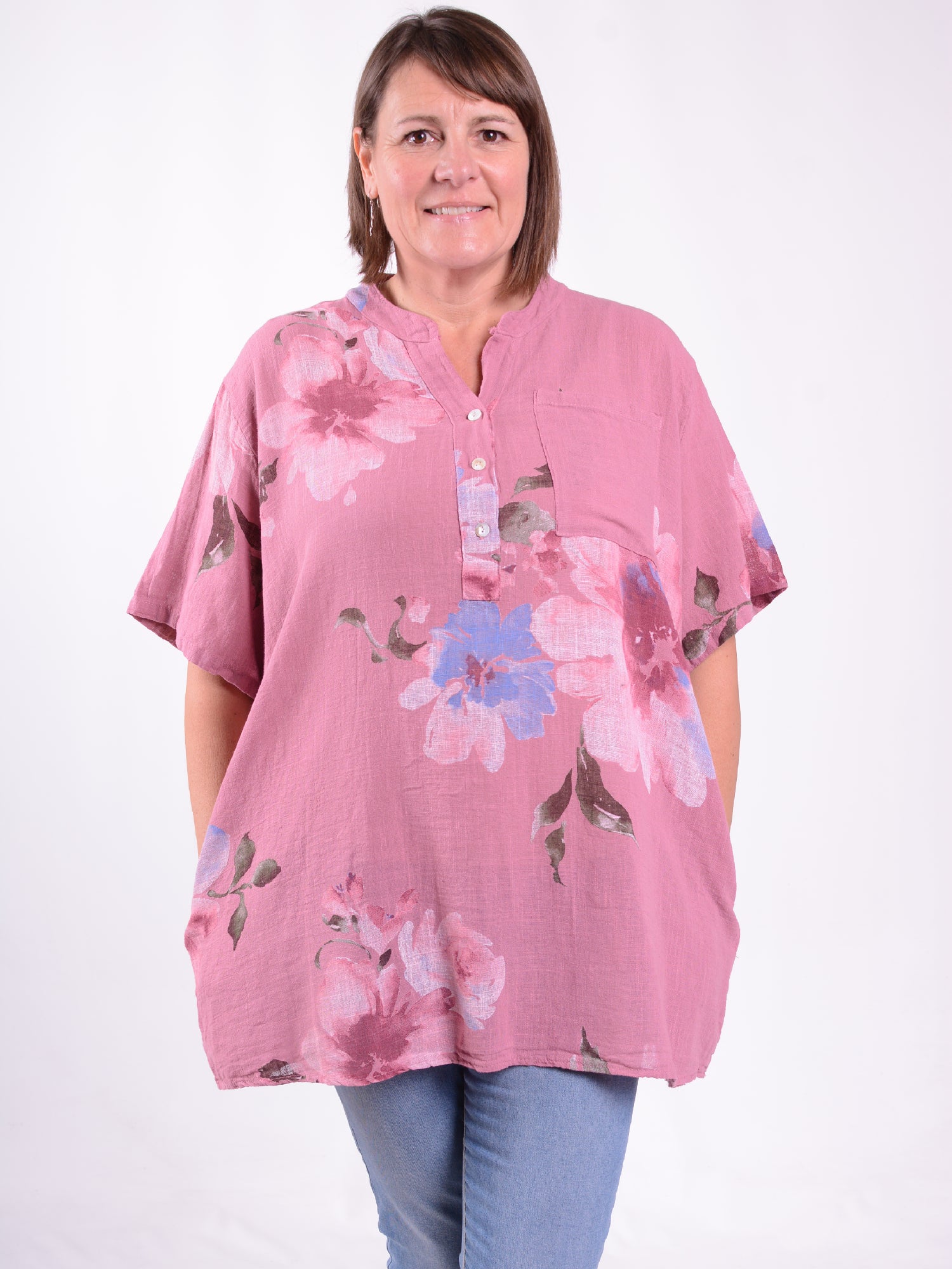 Lagenlook Cotton Floral Shirt - 661756, , Pure Plus Clothing, Lagenlook Clothing, Plus Size Fashion, Over 50 Fashion