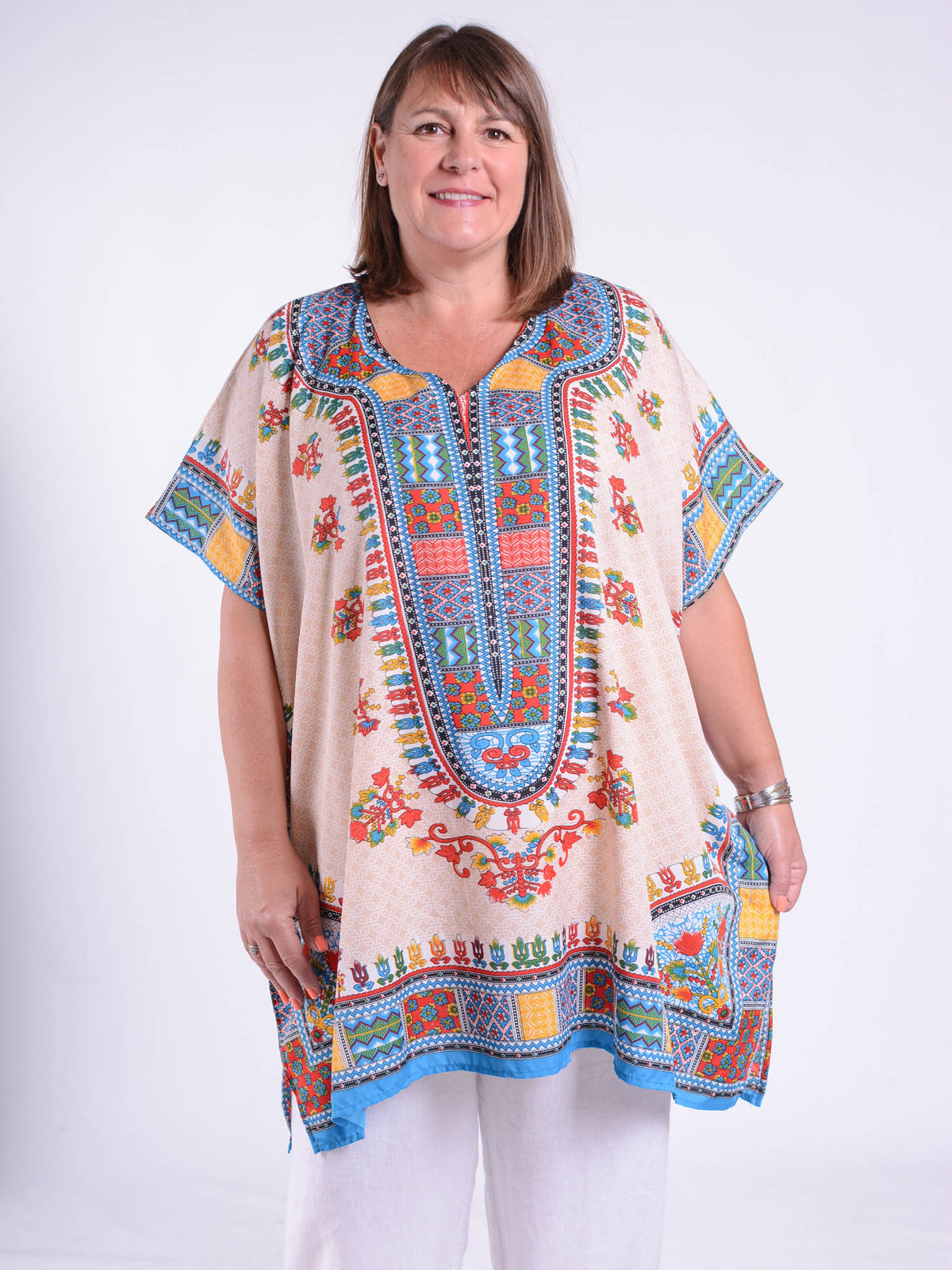 Lagenlook Long Kaftan - KAF23, , Pure Plus Clothing, Lagenlook Clothing, Plus Size Fashion, Over 50 Fashion