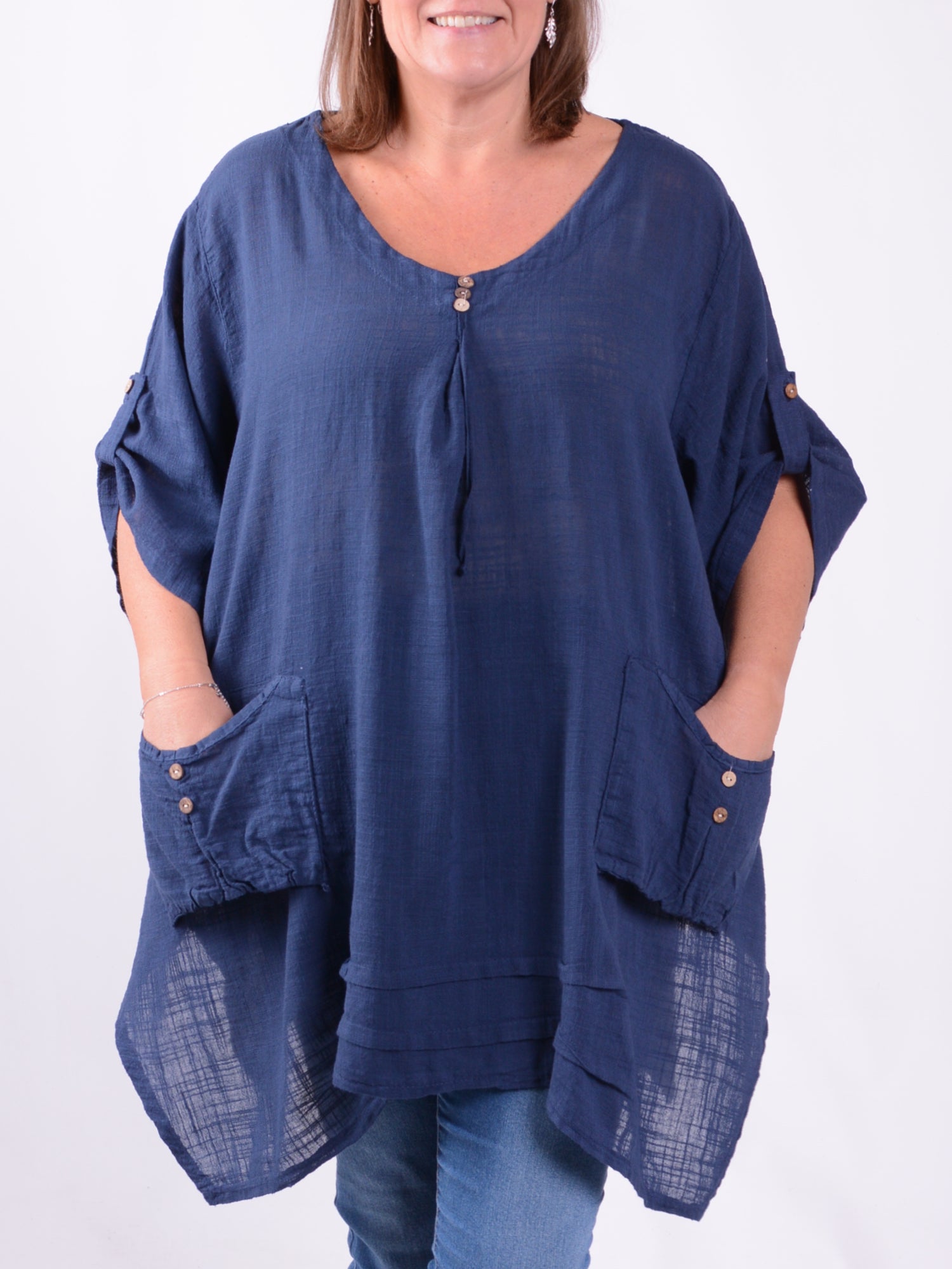 Lagenlook Pocket Detail Tunic Top - 9266, , Pure Plus Clothing, Lagenlook Clothing, Plus Size Fashion, Over 50 Fashion