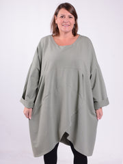 Lagenlook Long Tunic Dress Cotton - 13185