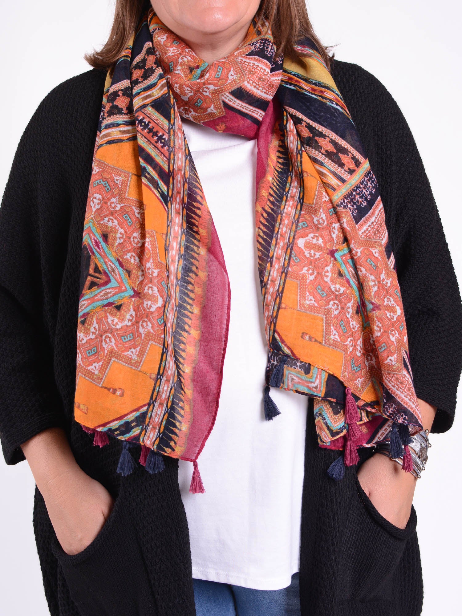 Multi Coloured Scarf - SCF1, scarf, Pure Plus Clothing, Lagenlook Clothing, Plus Size Fashion, Over 50 Fashion