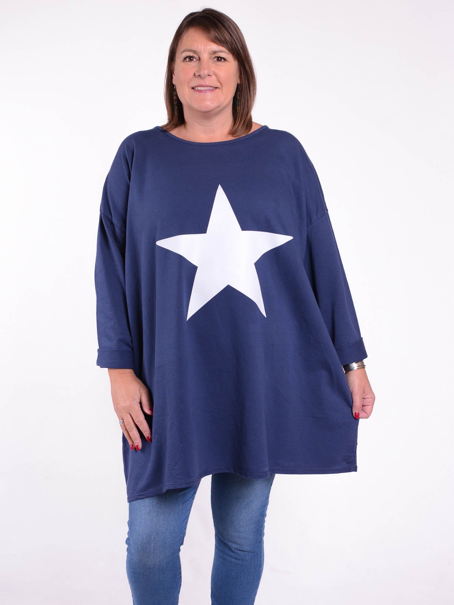 Oversized Star Sweatshirt - 9482S, Tops & Shirts, Pure Plus Clothing, Lagenlook Clothing, Plus Size Fashion, Over 50 Fashion