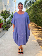 Striped Cotton Parachute Dress With Pockets - 9215 Stripe, Dresses, Pure Plus Clothing, Lagenlook Clothing, Plus Size Fashion, Over 50 Fashion