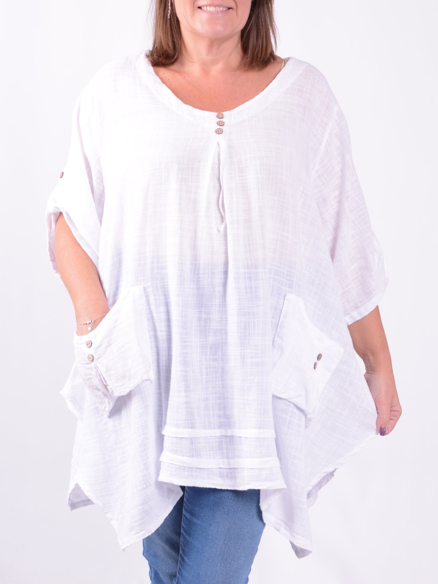 Lagenlook Pocket Detail Tunic Top - 9266, , Pure Plus Clothing, Lagenlook Clothing, Plus Size Fashion, Over 50 Fashion