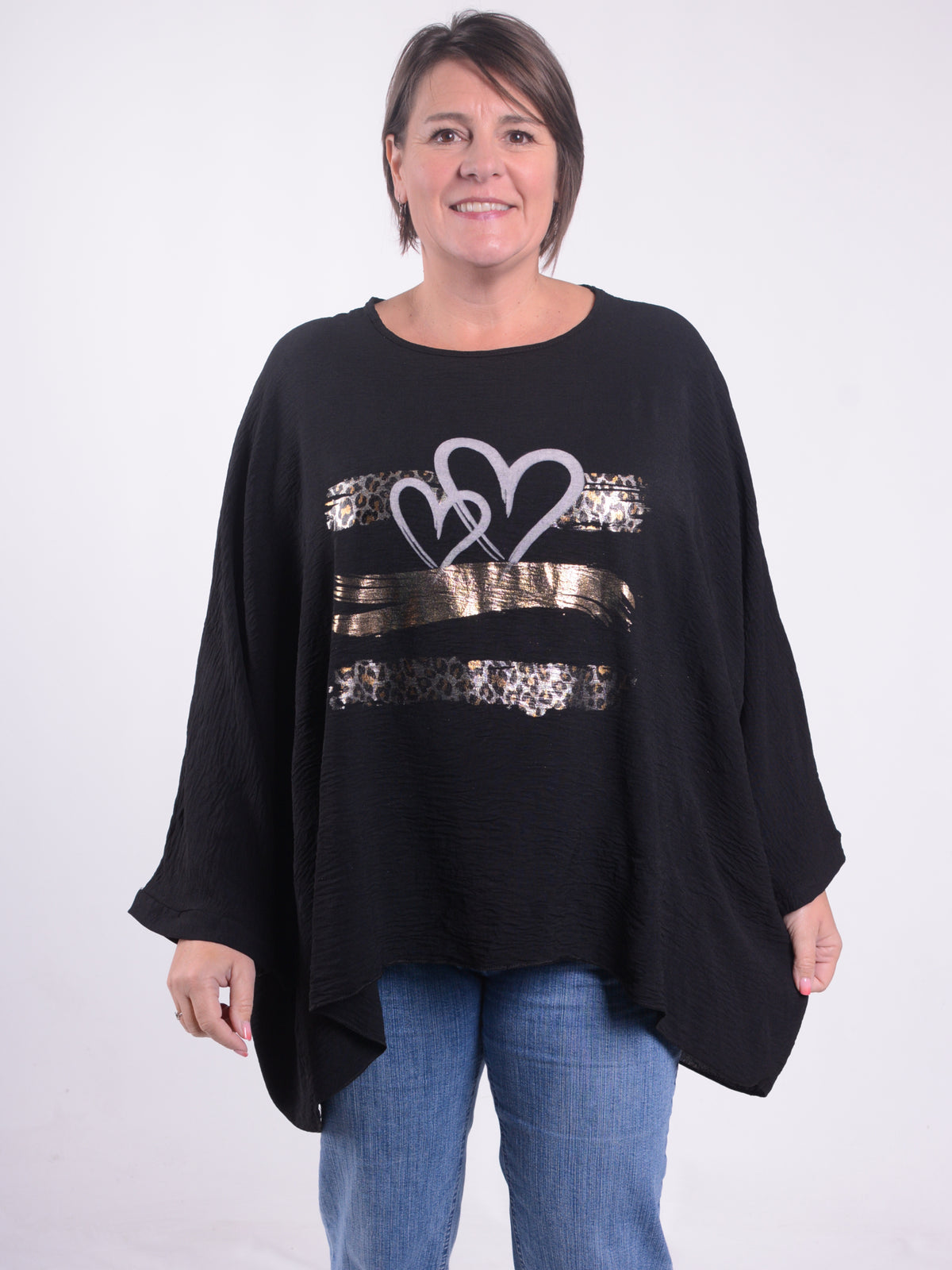 Lagenlook Oversized Tunic with Heart Print - 23333