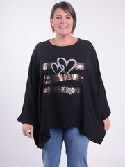 Lagenlook Oversized Tunic with Heart Print - 23333