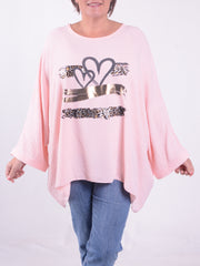 Lagenlook Oversized Tunic with Heart Print - 23333