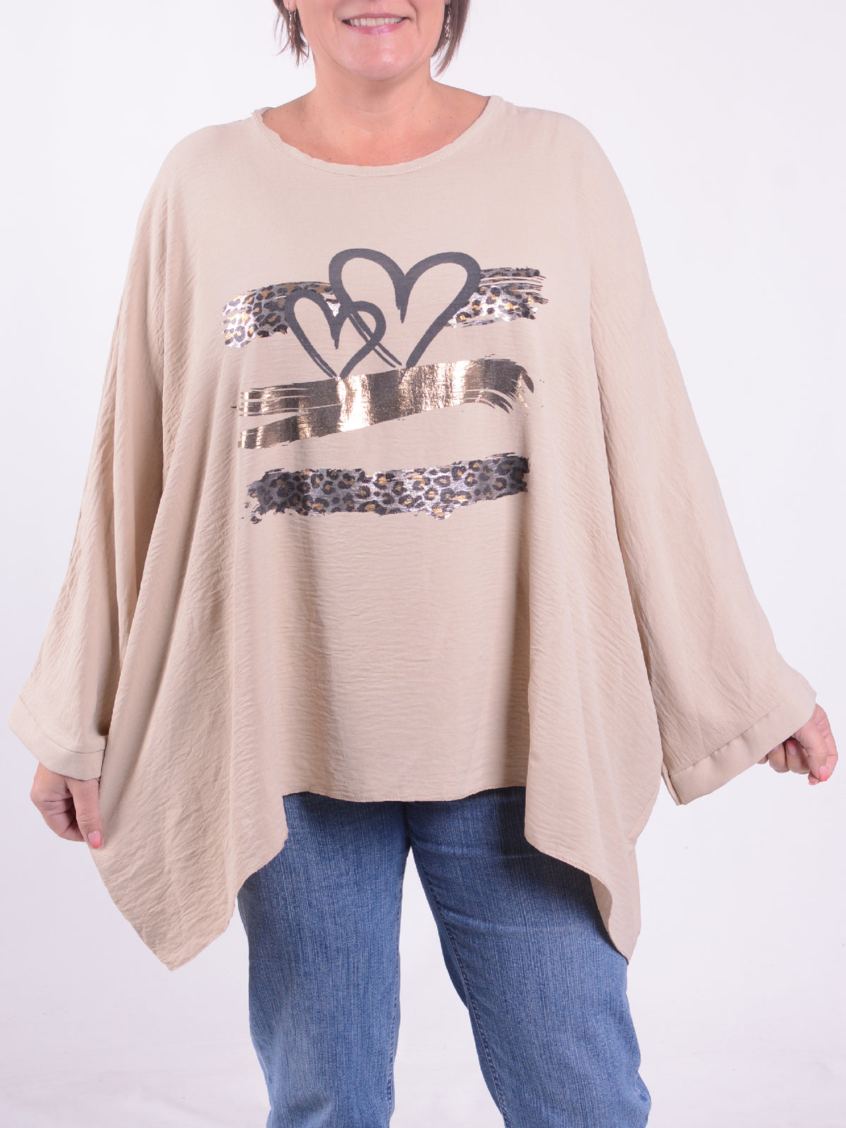 Lagenlook Oversized Tunic with Heart Print - 23333, Tunic, Pure Plus Clothing, Lagenlook Clothing, Plus Size Fashion, Over 50 Fashion