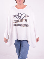 Lagenlook Oversized Tunic with Heart Print - 23333