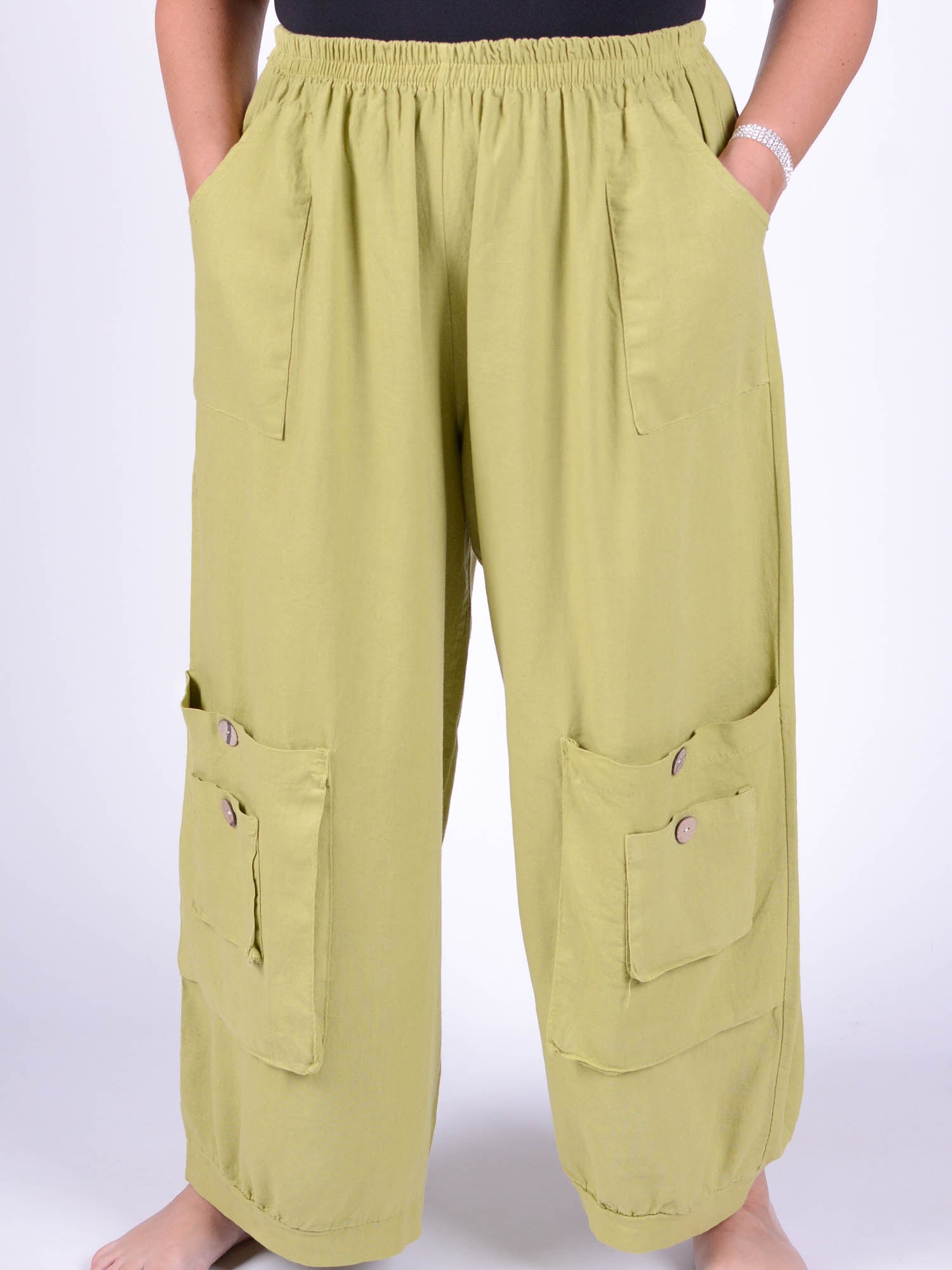 Linen Trousers with button pockets - 10034, Trousers, Pure Plus Clothing, Lagenlook Clothing, Plus Size Fashion, Over 50 Fashion