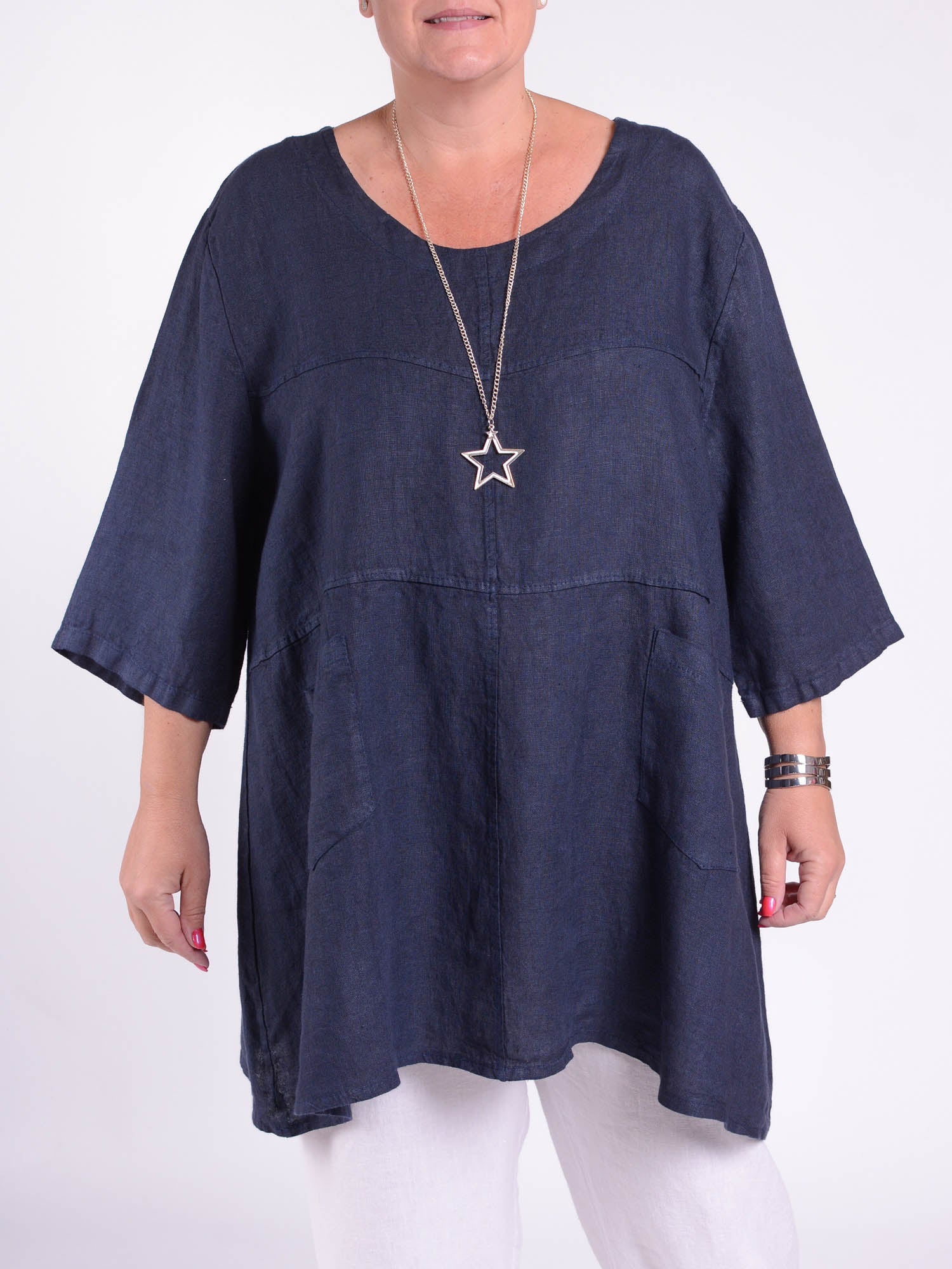 Heavy Linen Tunic - 105151, Tops & Shirts, Pure Plus Clothing, Lagenlook Clothing, Plus Size Fashion, Over 50 Fashion