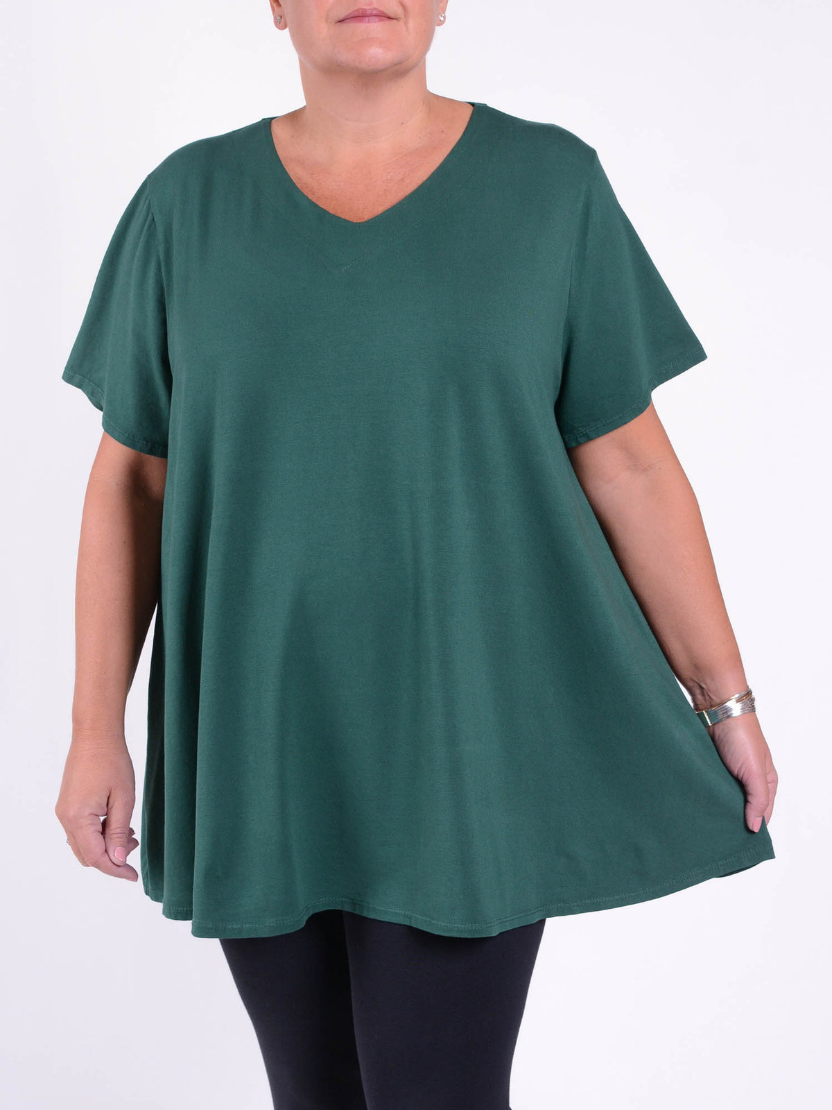 Basic Cotton Swing T Shirt - V Neck 10520, Tops & Shirts, Pure Plus Clothing, Lagenlook Clothing, Plus Size Fashion, Over 50 Fashion