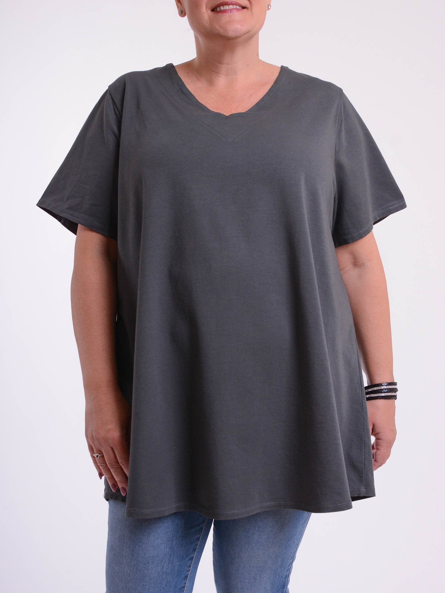 Basic Cotton Swing T Shirt - V Neck 10520, Tops & Shirts, Pure Plus Clothing, Lagenlook Clothing, Plus Size Fashion, Over 50 Fashion