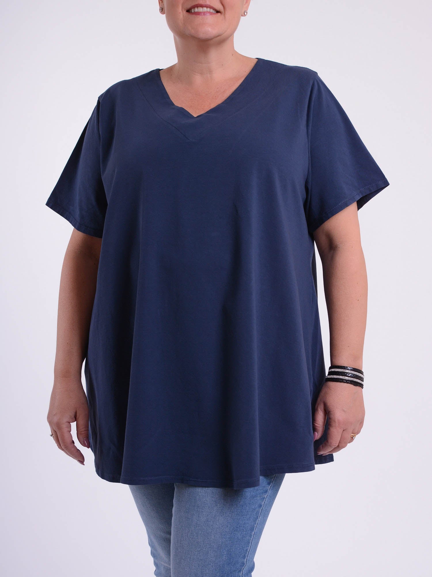 Basic Cotton Swing T Shirt - V Neck 10520, Tops & Shirts, Pure Plus Clothing, Lagenlook Clothing, Plus Size Fashion, Over 50 Fashion