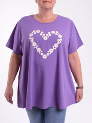 Basic Cotton Swing T Shirt - Round Neck 10516 DAISY HEART, Tops & Shirts, Pure Plus Clothing, Lagenlook Clothing, Plus Size Fashion, Over 50 Fashion